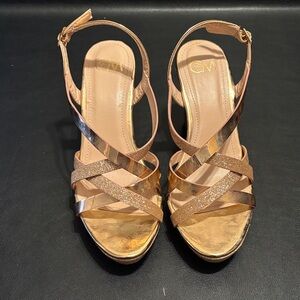 Elegant Gold Strappy Heels